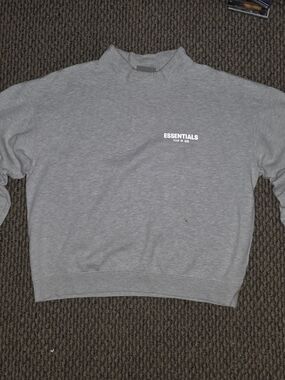 Essentials Men’s Light Gray Crewneck Sweatshirt with Chest Logo